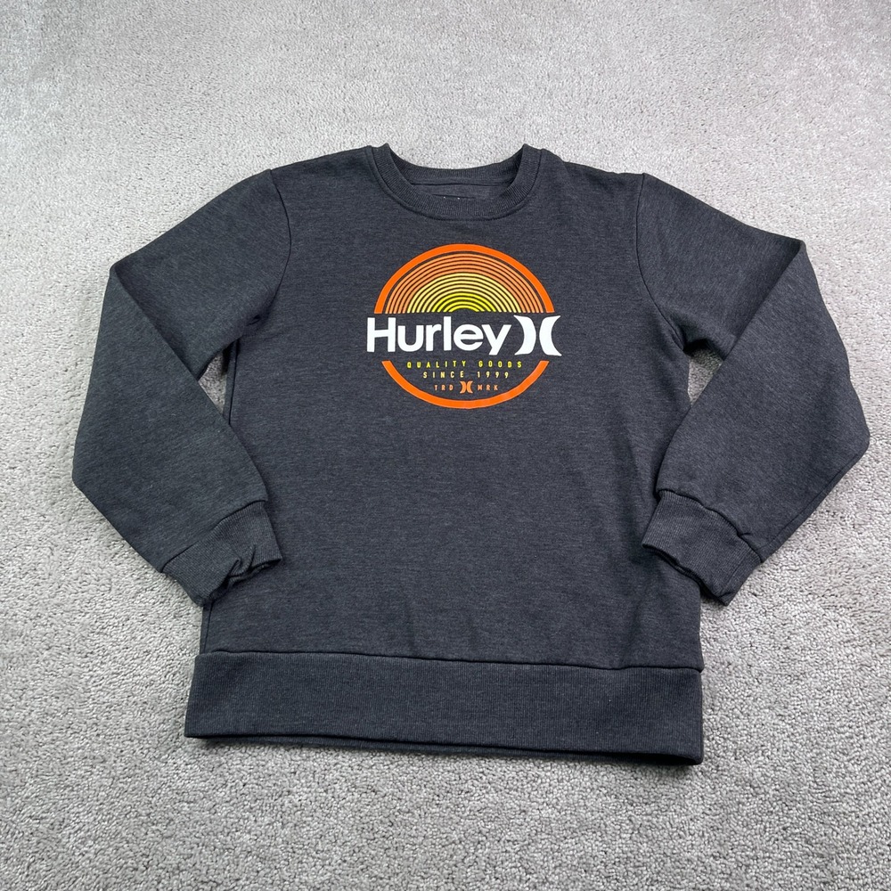 Hurley Sweatshirt Kids Boys Large Charcoalβ Gray Graphic Surf Skater Pullover
